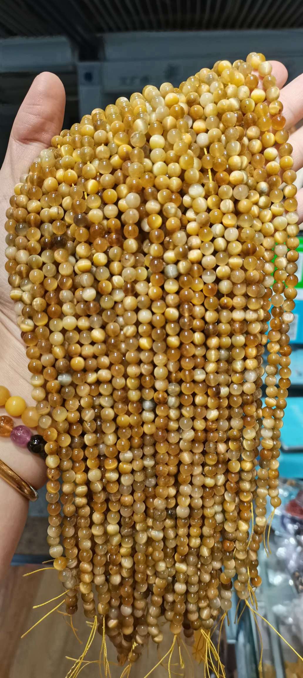 10mm金虎眼，天然石，DIY半成品，手链项链俩用款项链项链珍珠项链图