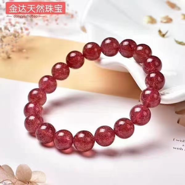 天然鸽血红草莓晶，手链，尺寸8mm手链产品图
