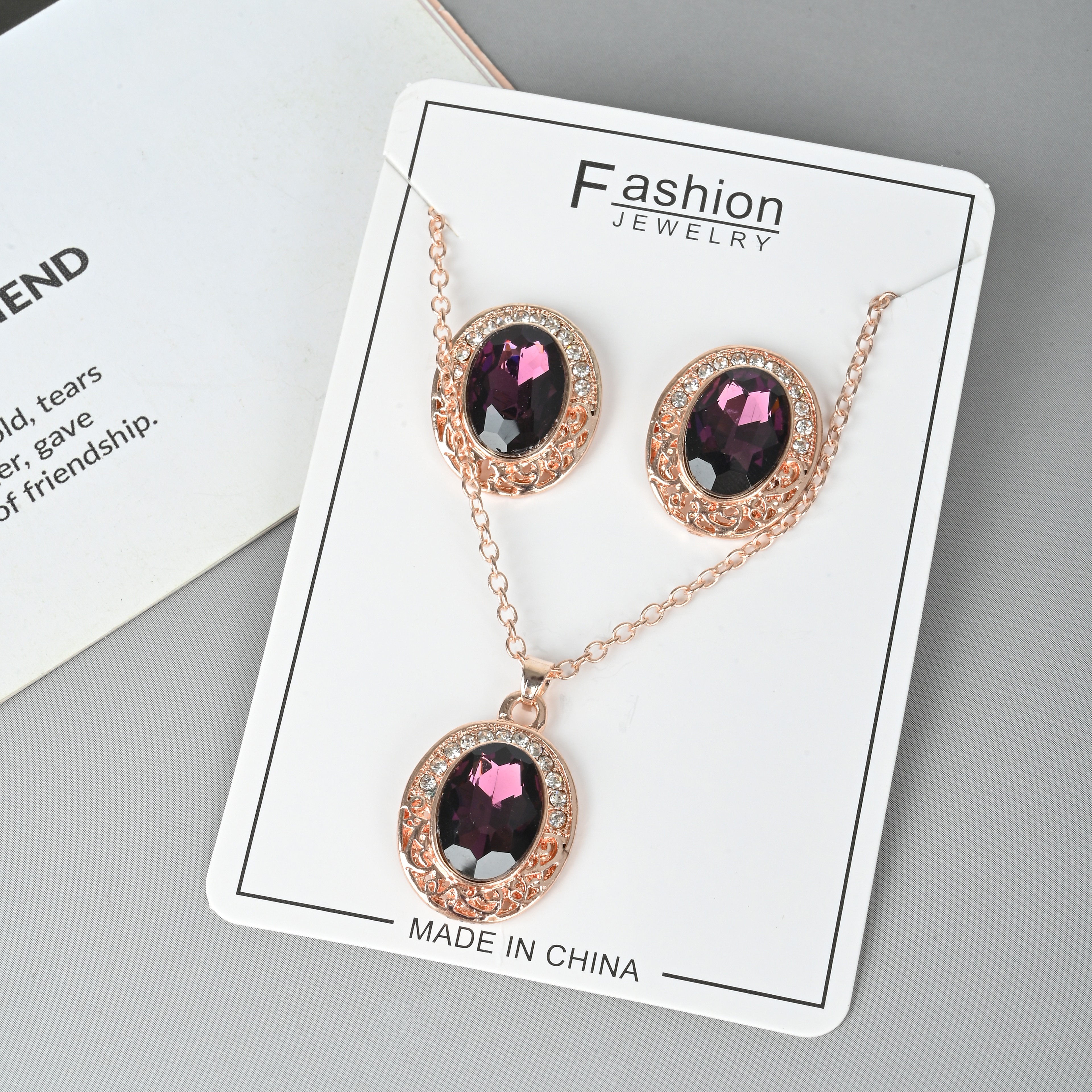 Cross-Border New Necklace Set Austrian Water Drop Zircon Crystal Jewelry Set Water Drop Necklace Earrings Set Item Picture