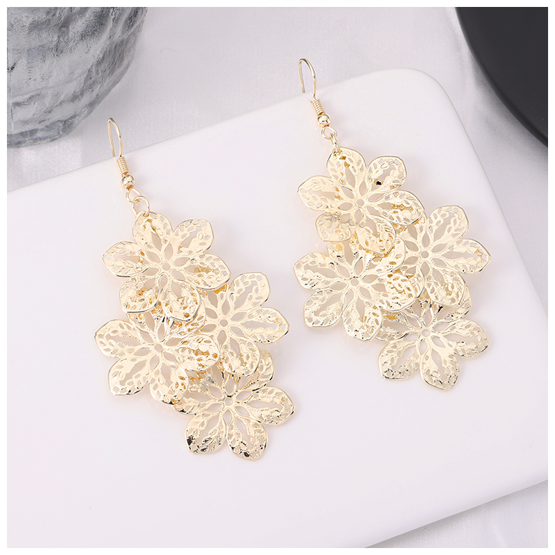 [Multiple - Can Be Customized] Four Consecutive Multi-Piece Earrings Europe And The United States Popular Earrings Geometric Personality Long Exaggerated Cross-Border Domestic Sales Foreign Trade When Meida Jewelry Manufacturers Direct Sales