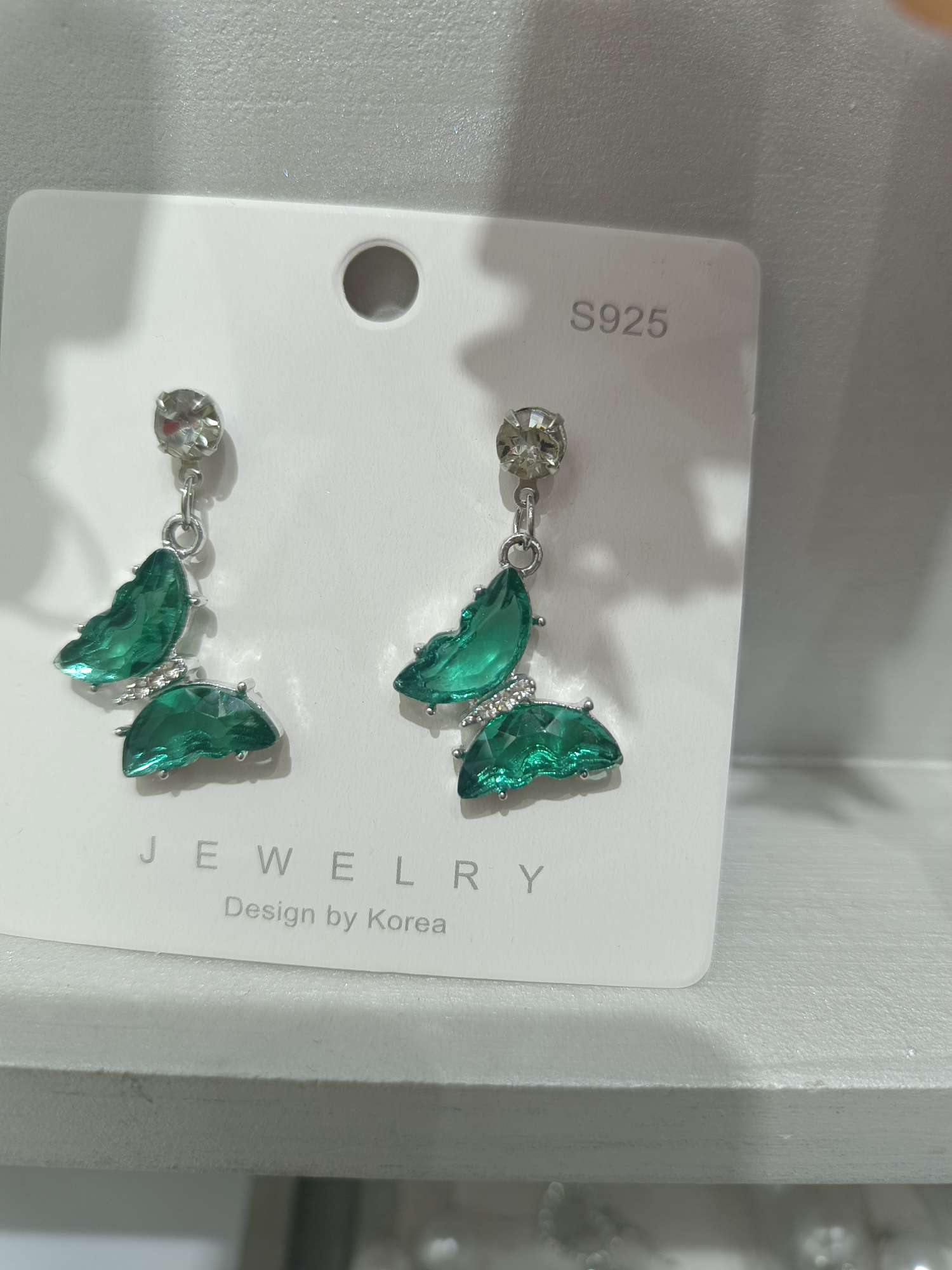 合金玻璃砖爱心耳环韩货白色耳钩流行饰品批发详情图6