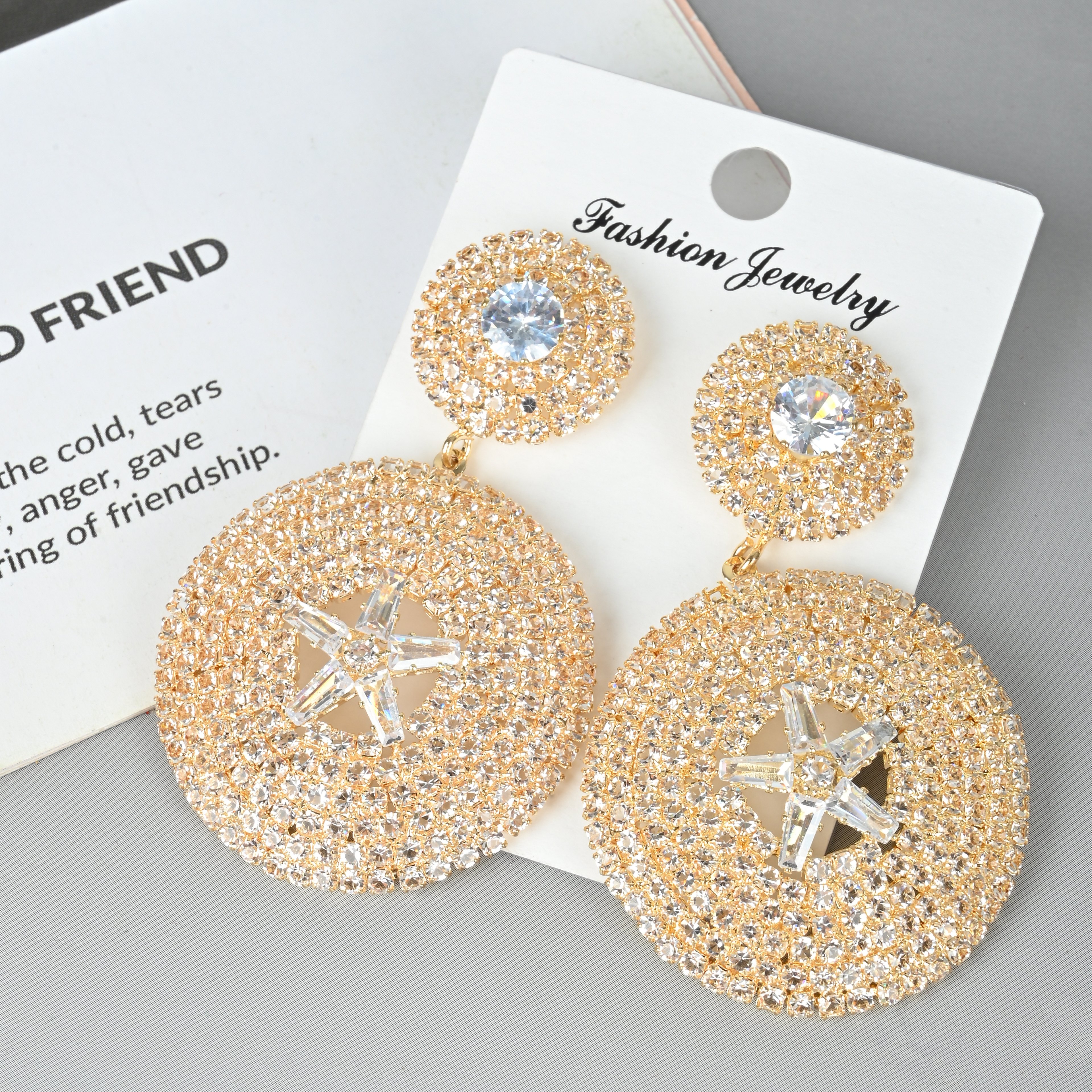 Stylish Shiny Long Diamond-Filled Earrings Item Picture