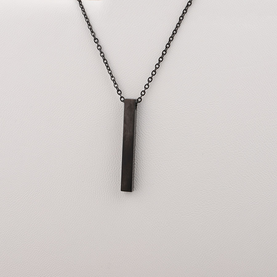 Cross-border hot-selling titanium steel three-dimensional bar long bar necklace, 5x40mm, engraved on Instagram, simple and cold style accessory necklace Item Picture