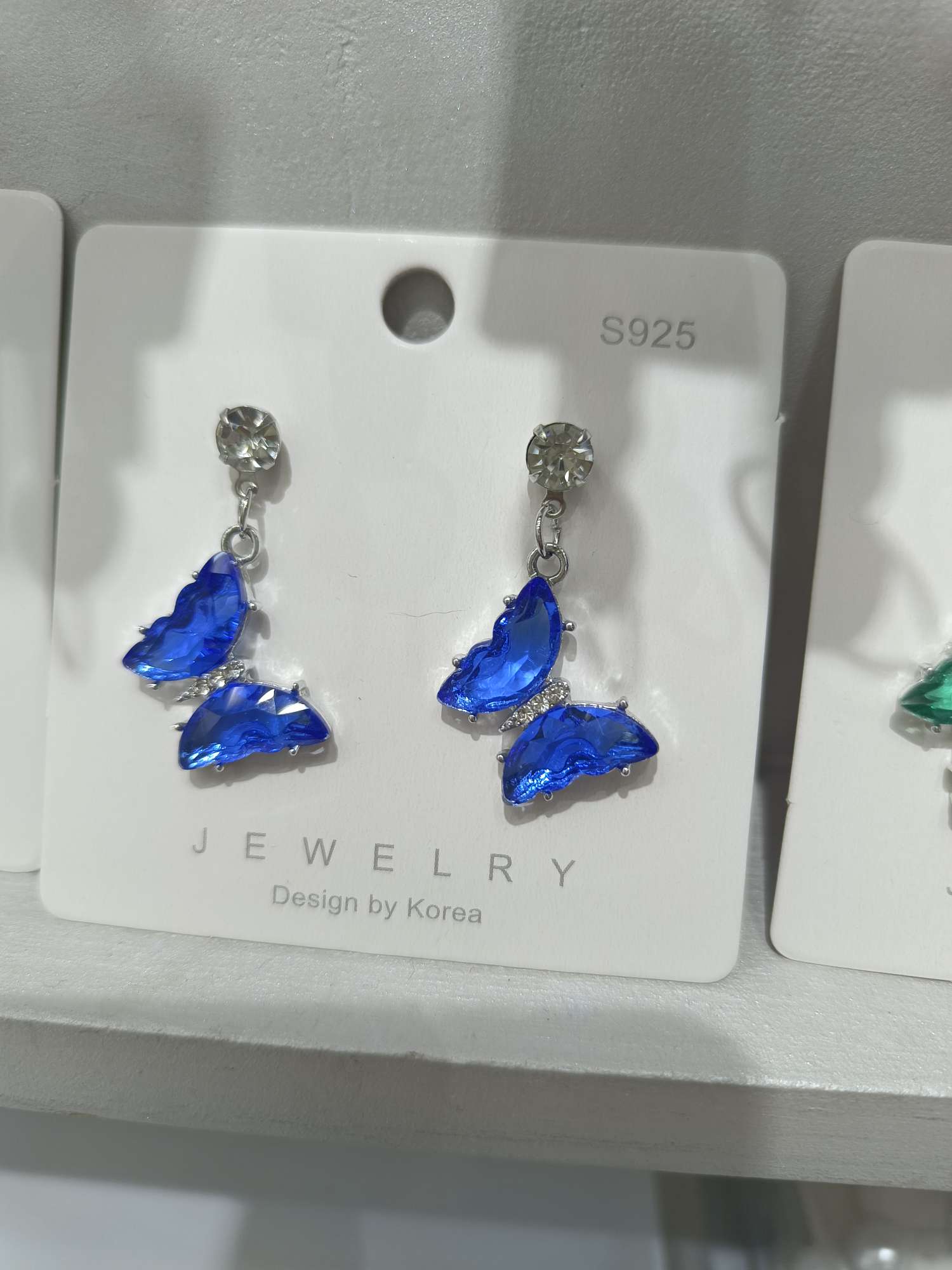 合金玻璃砖爱心耳环韩货白色耳钩流行饰品批发详情图5