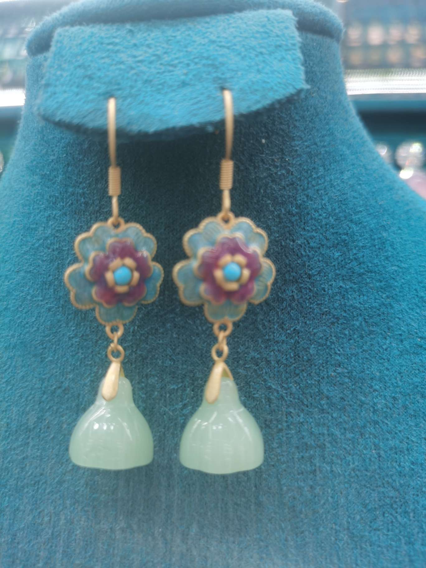 景泰蓝莲藕耳环，髓缘2024052831