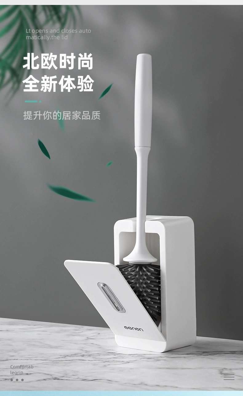 H166-A16 Toilet brush Long-handled soft-bristled toilet cleaning brush set Silicone no dead corners wall-mounted toilet cleaning brush detail image 16