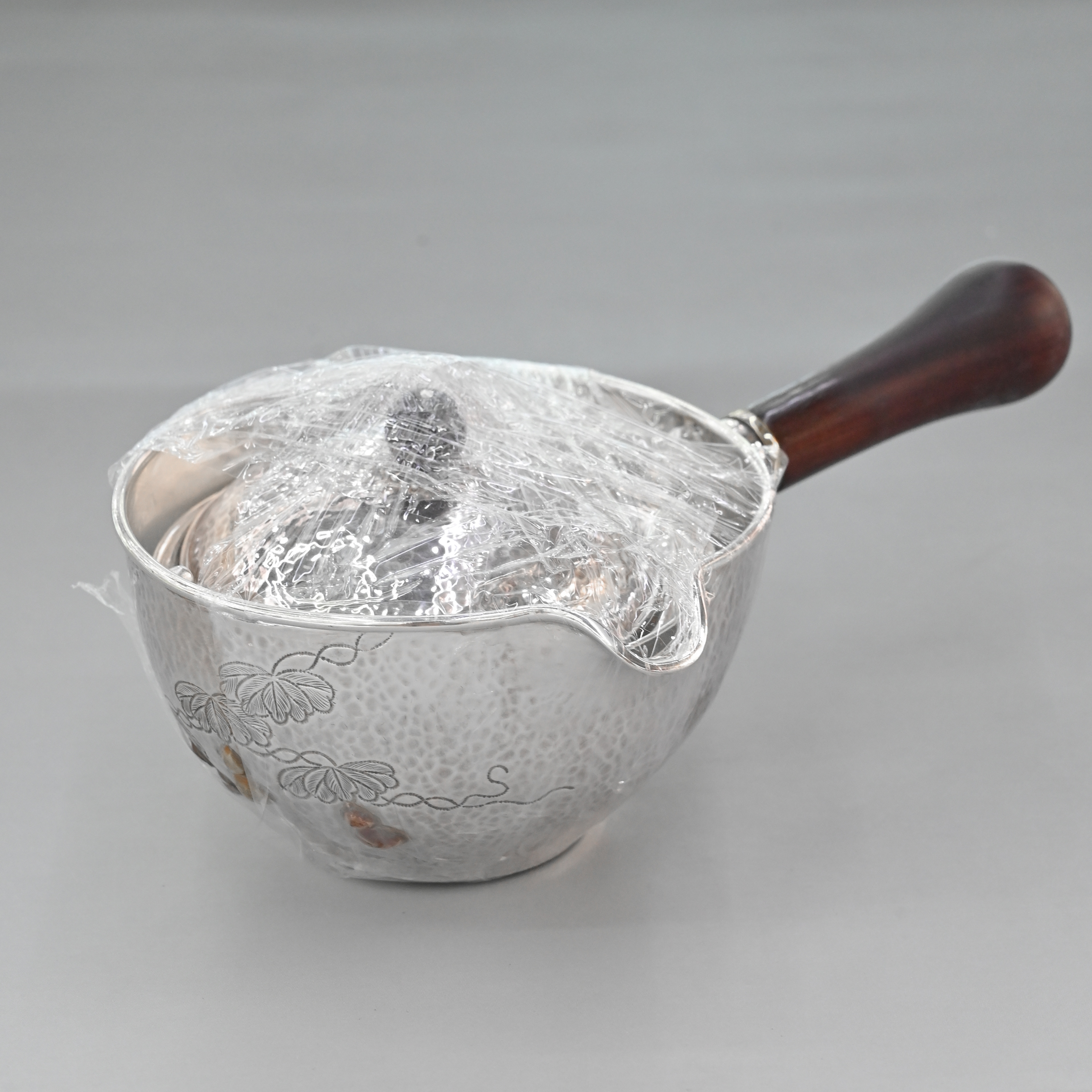 Solid wood long-handled pure silver hammer-patterned tea spoon, tea dispenser, retro silver, new Chinese-style silver tea spoon, tea set accessories details Picture