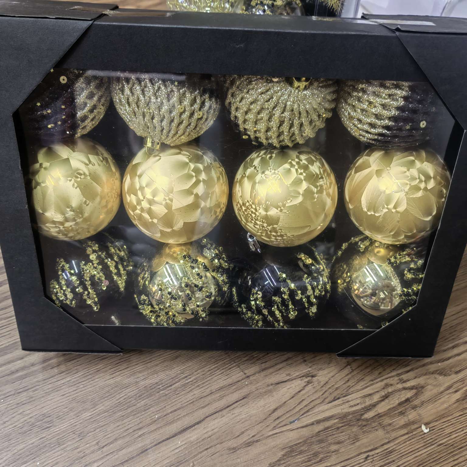 SY102八厘米圣诞球金色水果网金色羽纹球