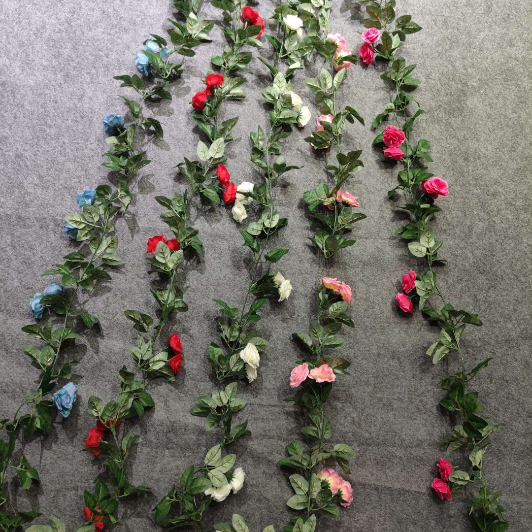 Artificial rose vines, artificial flower vines, air conditioning pipes blocking the living room ceiling decoration, plastic vines entwining plants detail image 4