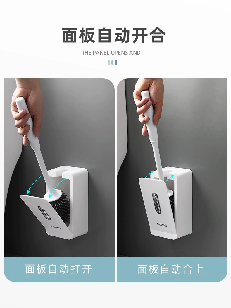 H166-A16 Toilet brush Long-handled soft-bristled toilet cleaning brush set Silicone no dead corners wall-mounted toilet cleaning brush detail image 4