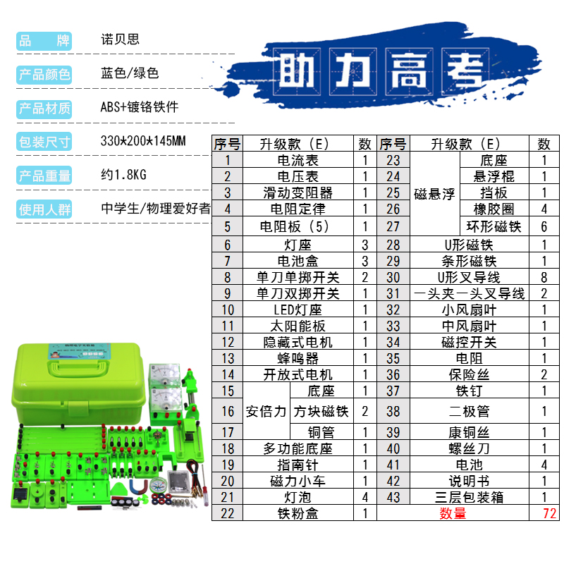Junior high school physics electrical experiment equipment, electrical experiment box, creative set office stationery set for the ninth grade high school entrance examination, high-end stationery combination set, complete set of student learning supplies, stationery gift box Specification image