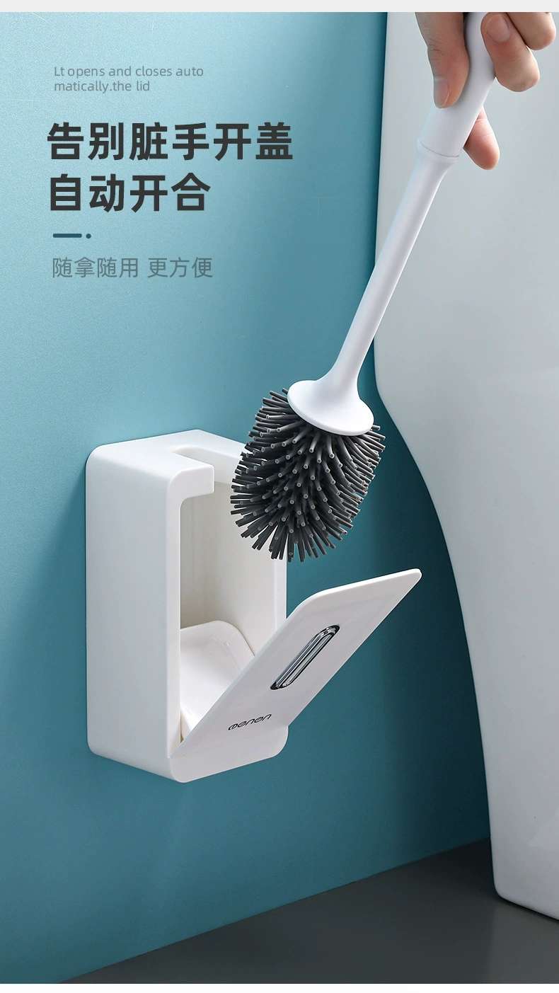 H166-A16 Toilet brush Long-handled soft-bristled toilet cleaning brush set Silicone no dead corners wall-mounted toilet cleaning brush detail image 5