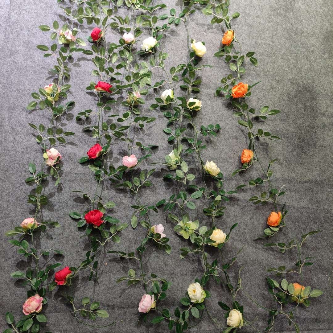 Artificial rose vines, artificial flower vines, air conditioning pipes blocking the living room ceiling decoration, plastic vines entwining plants detail image 13