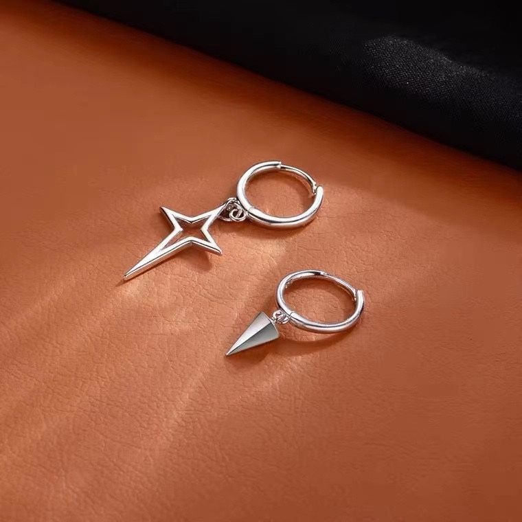 耳饰饰品耳钉不对称锥形四角星耳扣