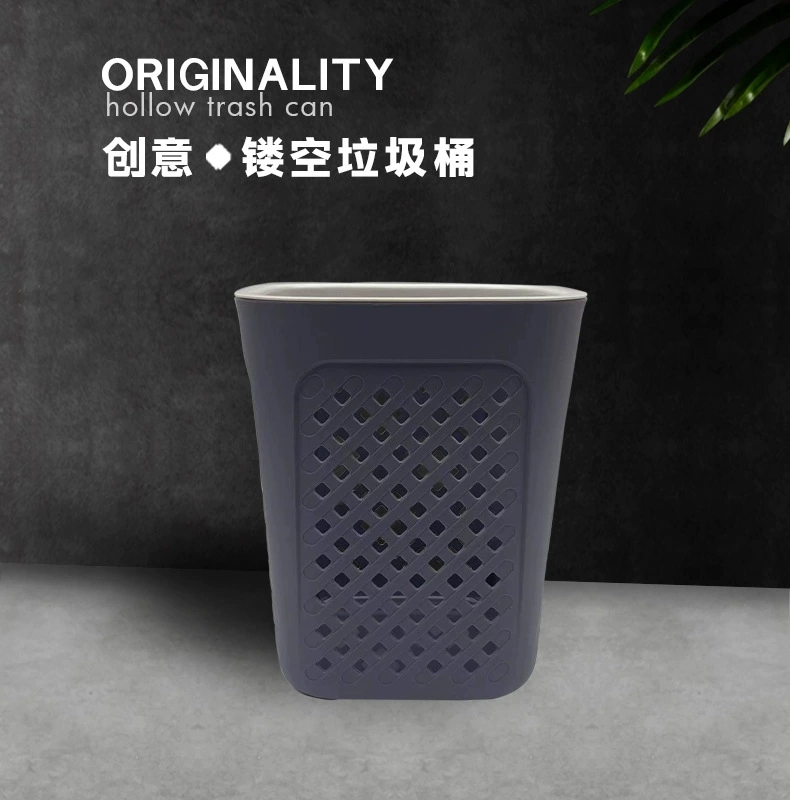 P22-PY-403 Pin Yao Square Plastic trash can, creative bathroom wastebasket, large uncovered trash can for kitchen and living room detail image 1