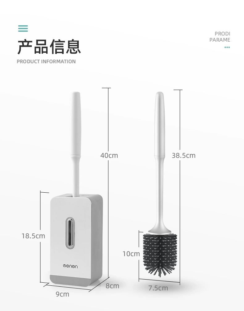H166-A16 Toilet brush Long-handled soft-bristled toilet cleaning brush set Silicone no dead corners wall-mounted toilet cleaning brush detail image 12