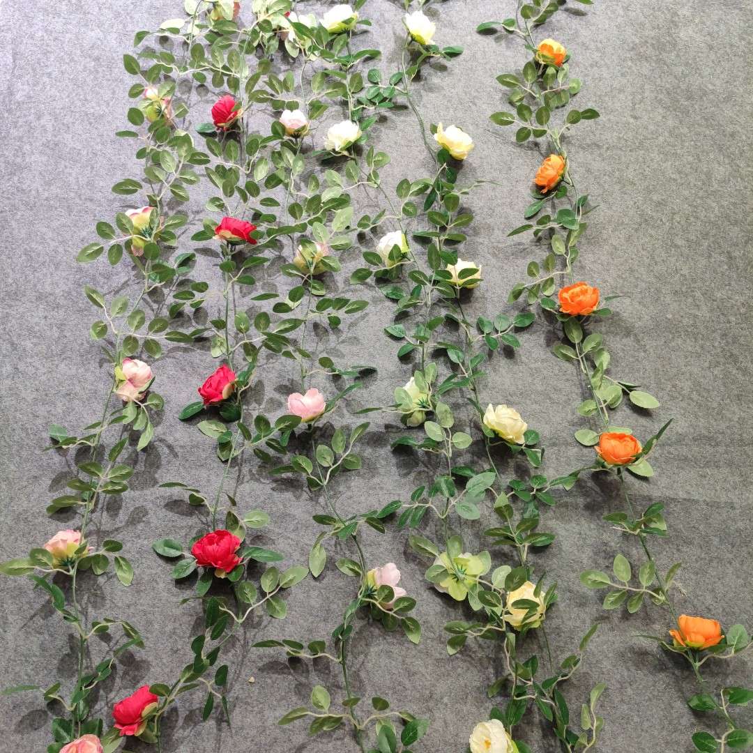 Artificial rose vines, artificial flower vines, air conditioning pipes blocking the living room ceiling decoration, plastic vines entwining plants detail image 12