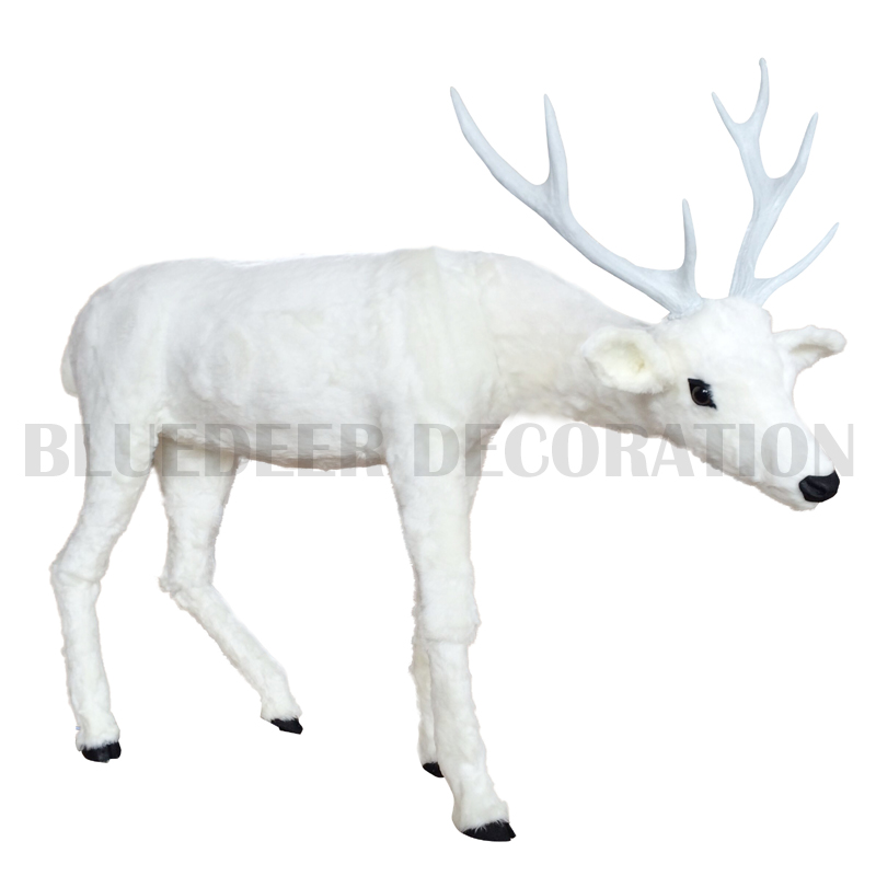 Christmas Ornaments Head Sika Deer Animal Decoration Mei Chen Sculpture Set Electromechanical Animal Plush Simulation Deer Large Deer Decoration Christmas Reindeer Elk White Tail Deer Santa Claus Christmas Car details Picture