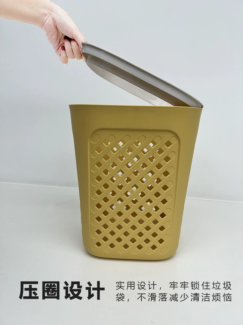 P22-PY-403 Pin Yao Square Plastic trash can, creative bathroom wastebasket, large uncovered trash can for kitchen and living room detail image 8