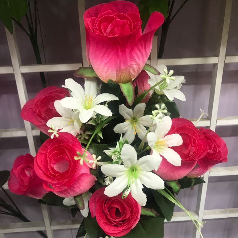 宇欣花行12头无纺布莺玉玫瑰厂家直销12