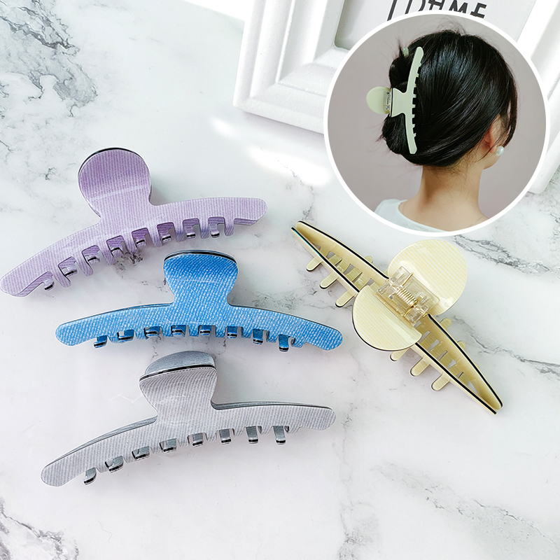 Miniso The Same Grab Pvc Fashion Hair Clip Back Head Striped Shark Clip Hair Clip Ponytail Clip Creative Accessories Hair Clip Hair Clip Clip Specification drawing