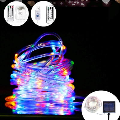 Cross-Border Pvc Solar Copper Wire Pipe Lights Led Lights String Outdoor Waterproof Garden Christmas Garden Decorative Lights