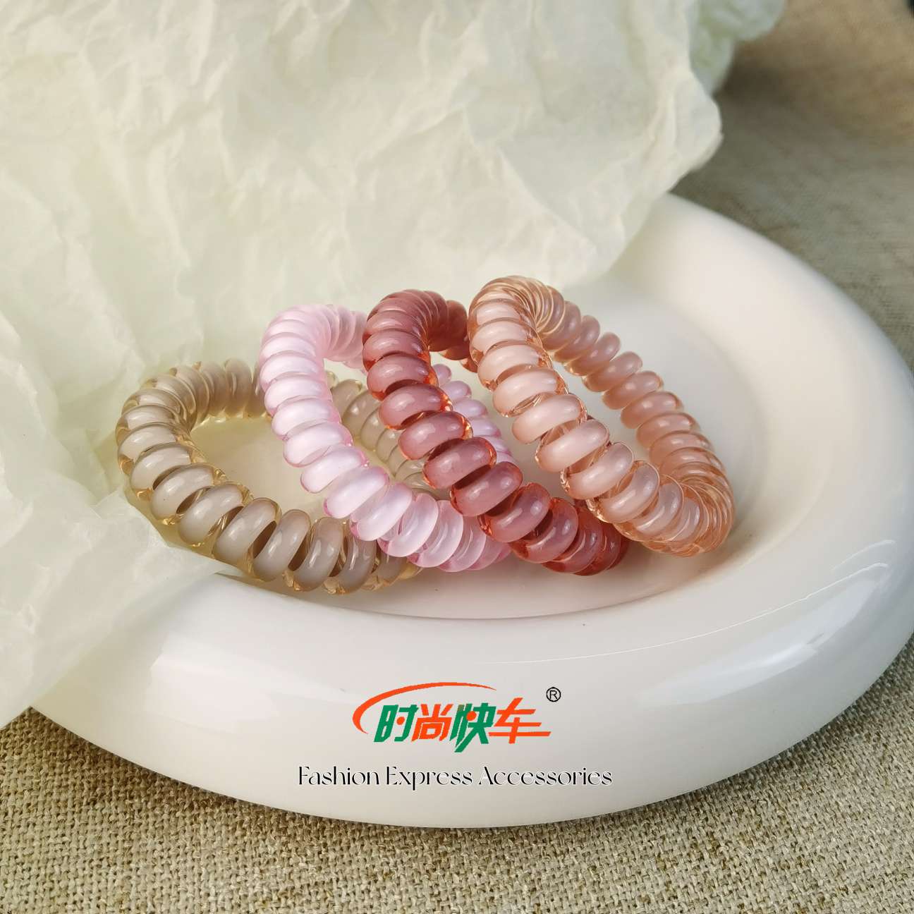 果冻透明橡皮粉莫兰迪色系白桃乌龙电话发圈发圈头绳