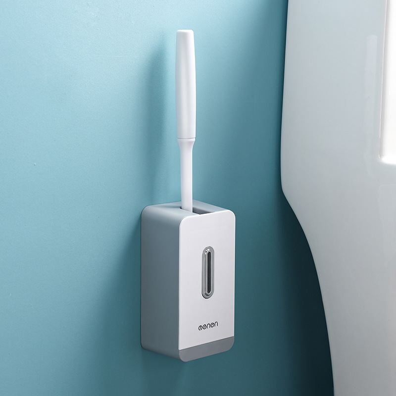 H166-A16 Toilet brush Long-handled soft-bristled toilet cleaning brush set Silicone no dead corners wall-mounted toilet cleaning brush details Picture