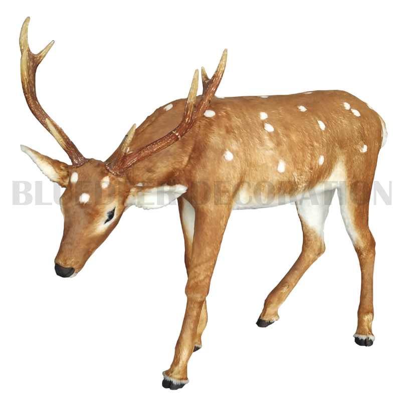 Christmas Ornaments Head Sika Deer Animal Decoration Mei Chen Sculpture Set Electromechanical Animal Plush Simulation Deer Large Deer Decoration Christmas Reindeer Elk White Tail Deer Santa Claus Christmas Car Specification drawing
