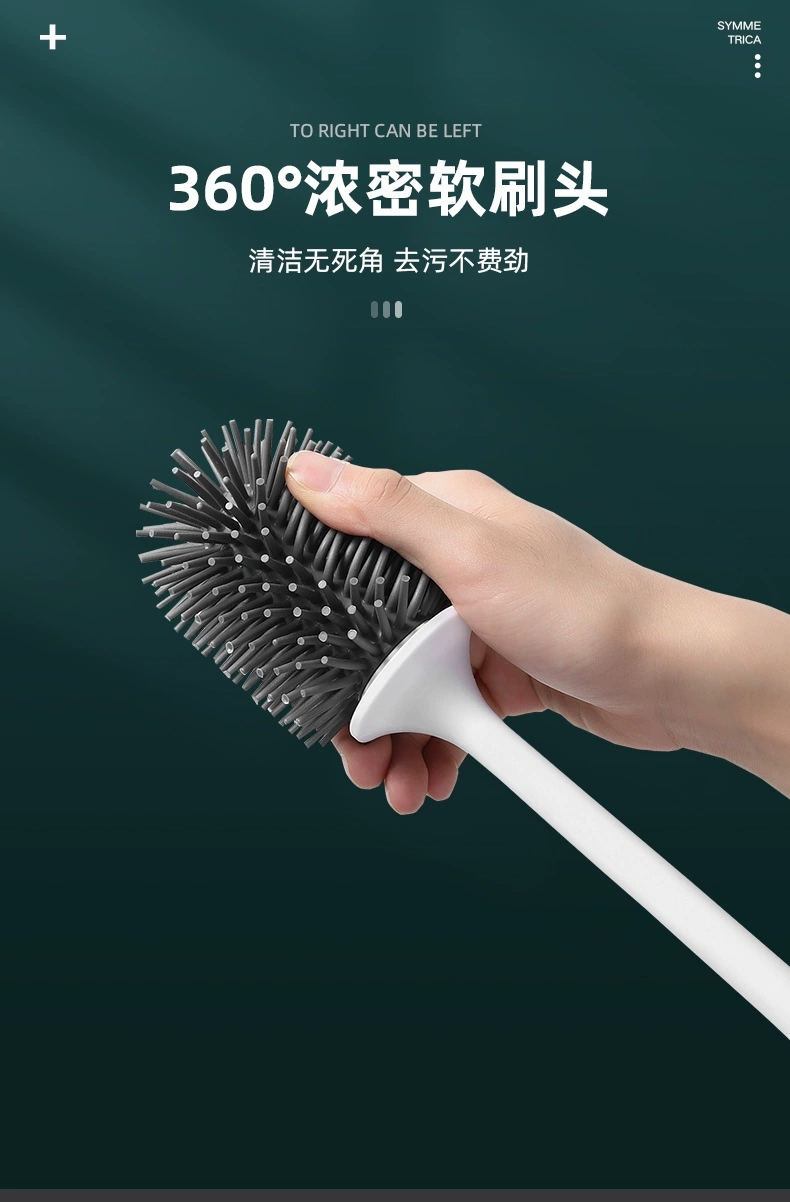 H166-A16 Toilet brush Long-handled soft-bristled toilet cleaning brush set Silicone no dead corners wall-mounted toilet cleaning brush detail image 11
