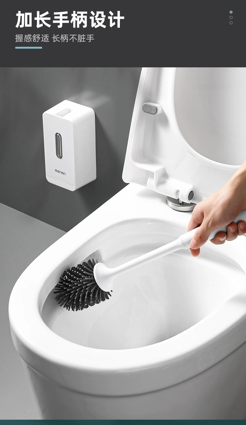 H166-A16 Toilet brush Long-handled soft-bristled toilet cleaning brush set Silicone no dead corners wall-mounted toilet cleaning brush detail image 6