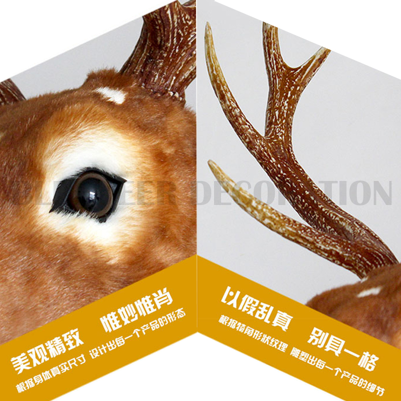 Christmas Ornaments Head Sika Deer Animal Decoration Mei Chen Sculpture Set Electromechanical Animal Plush Simulation Deer Large Deer Decoration Christmas Reindeer Elk White Tail Deer Santa Claus Christmas Car Application Scenario