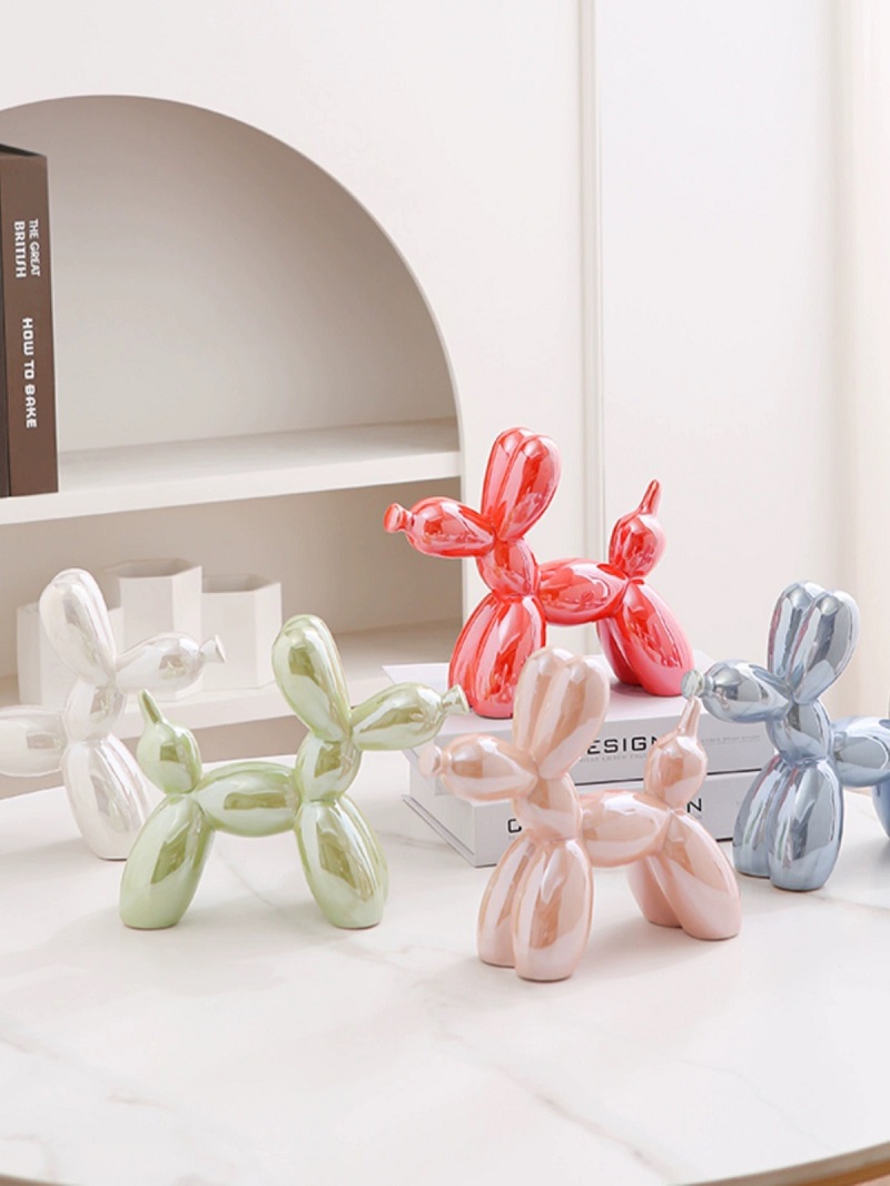 Ceramic small balloon dog, gold, silver, pink, blue, orange, purple, red and white series desktop decorative items pic 2