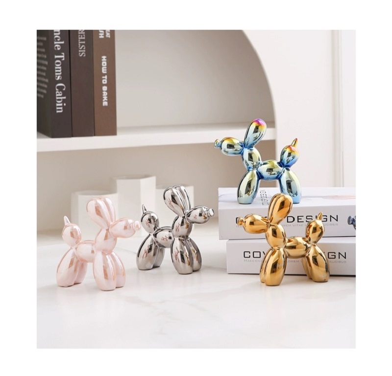 Ceramic small balloon dog, gold, silver, pink, blue, orange, purple, red and white series desktop decorative items pic 5