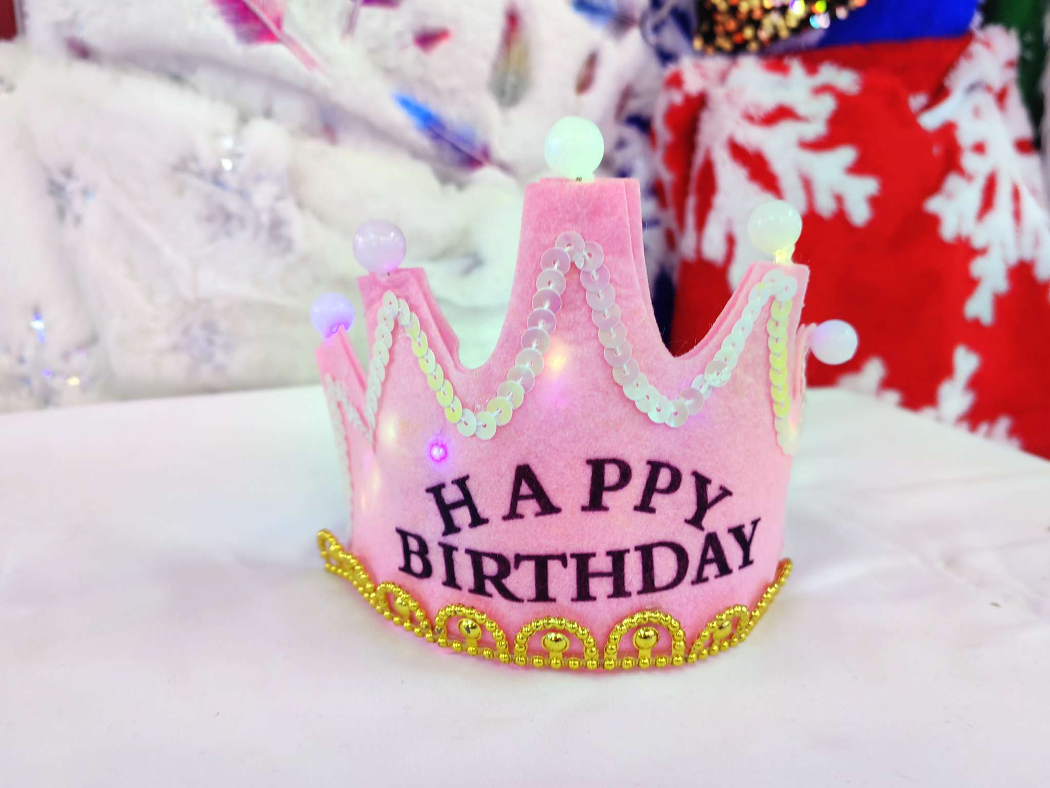 外贸 南美，秘鲁新年头扣，多色可选可爱 宝宝生日头扣批发 发光带灯头扣发圈详情图3