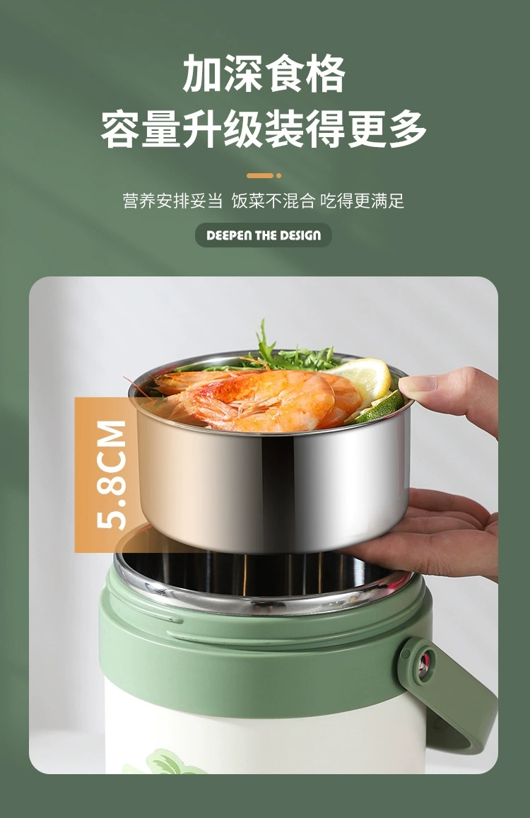 G34- Coconut Wind Insulated Bucket, Stainless Steel Insulated Lunch Box, carrying bucket, Household convenient pot, Office Worker and Student Lunch box detail image 9