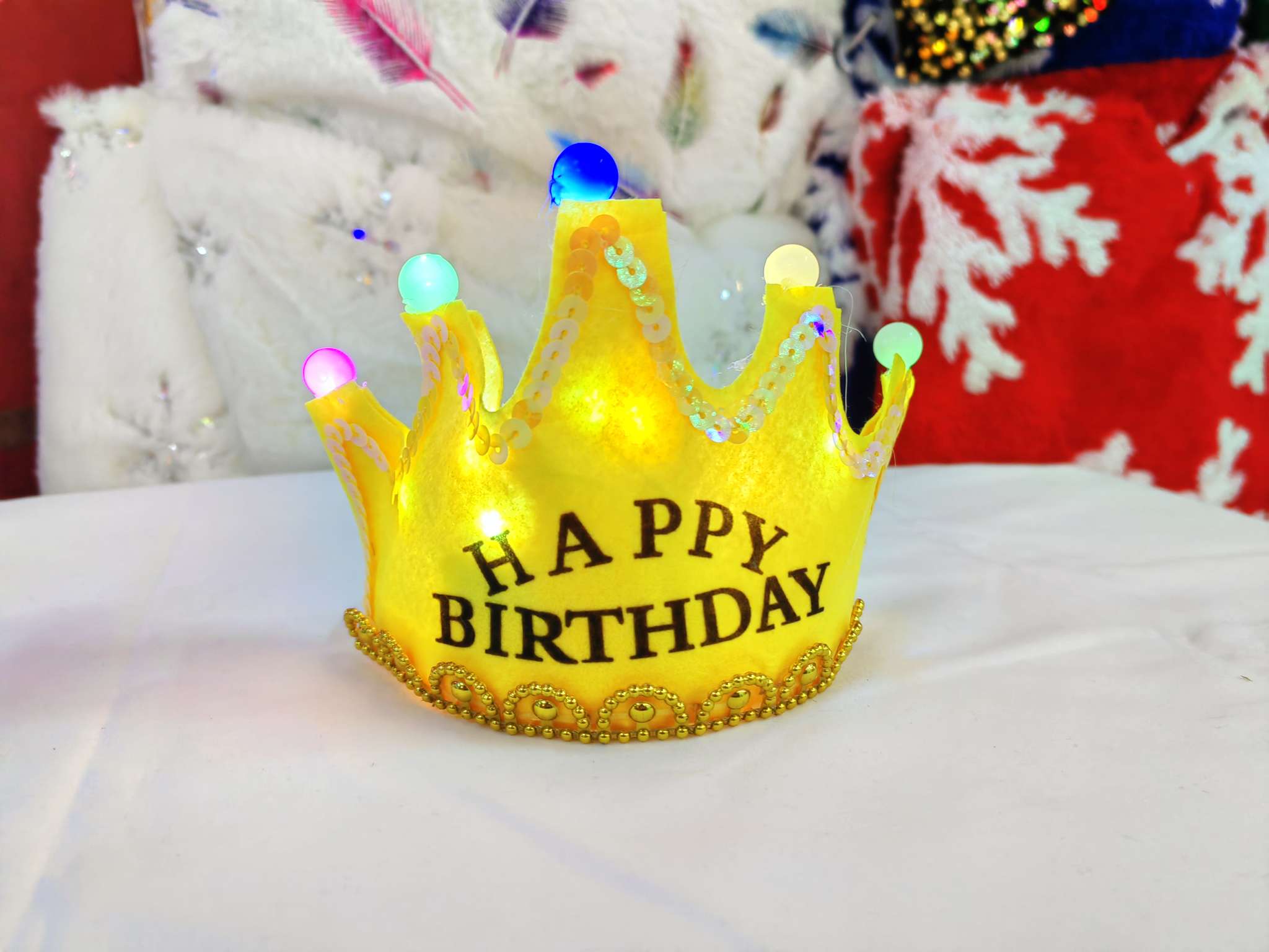 外贸 南美，秘鲁新年头扣，多色可选可爱 宝宝生日头扣批发 发光带灯头扣发圈详情图5