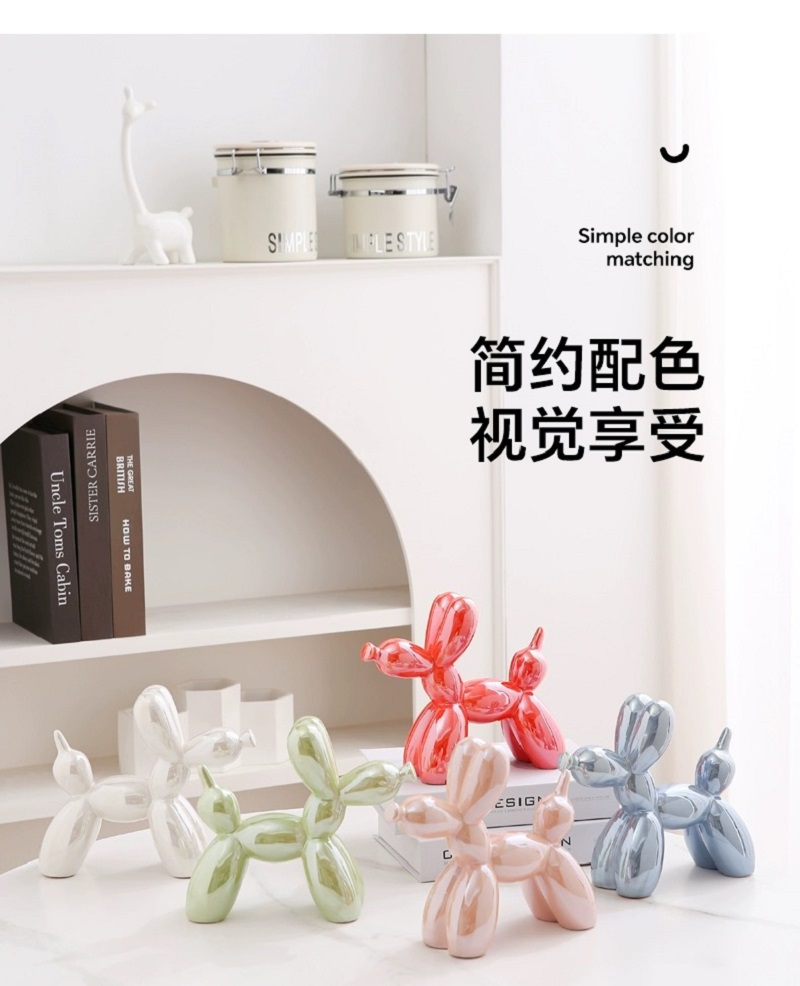Ceramic small balloon dog, gold, silver, pink, blue, orange, purple, red and white series desktop decorative items pic 1