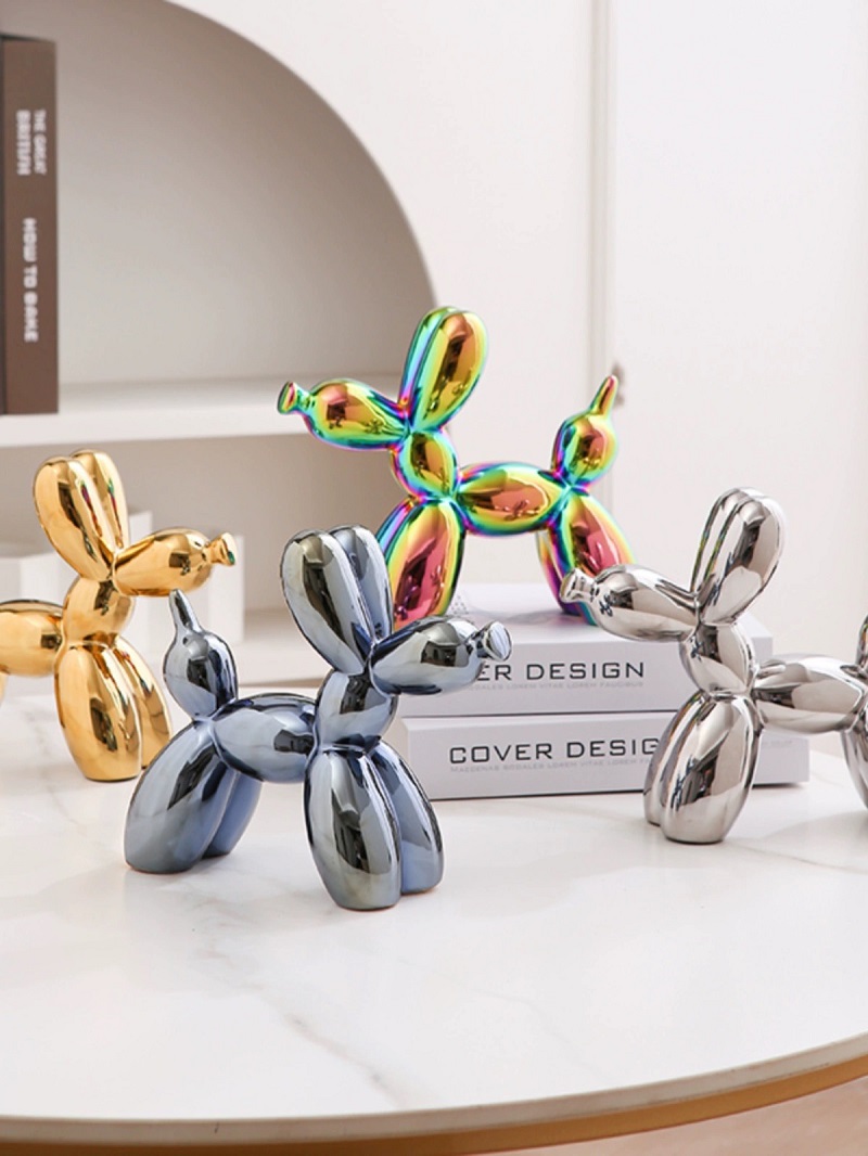 Ceramic small balloon dog, gold, silver, pink, blue, orange, purple, red and white series desktop decorative items pic 4