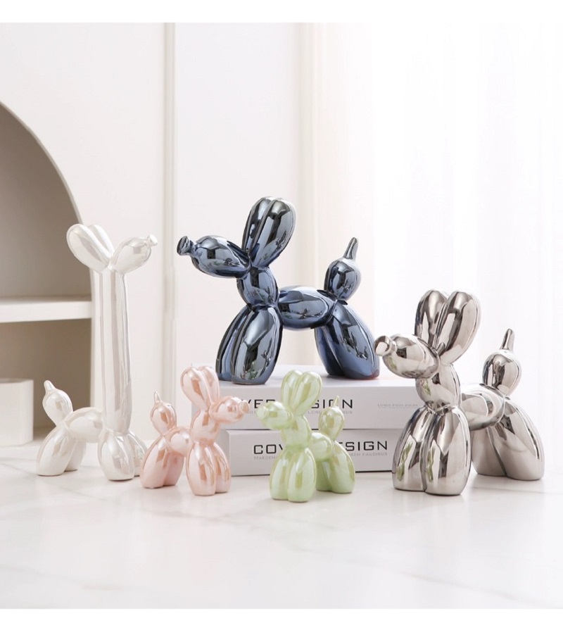 Ceramic small balloon dog, gold, silver, pink, blue, orange, purple, red and white series desktop decorative items Application Scenario