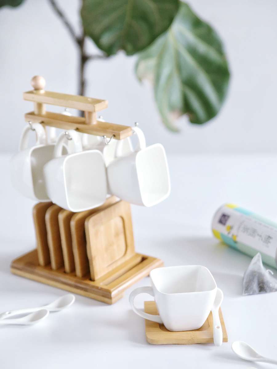 陶瓷杯咖啡杯下午茶原创杯架方杯方碟产品图