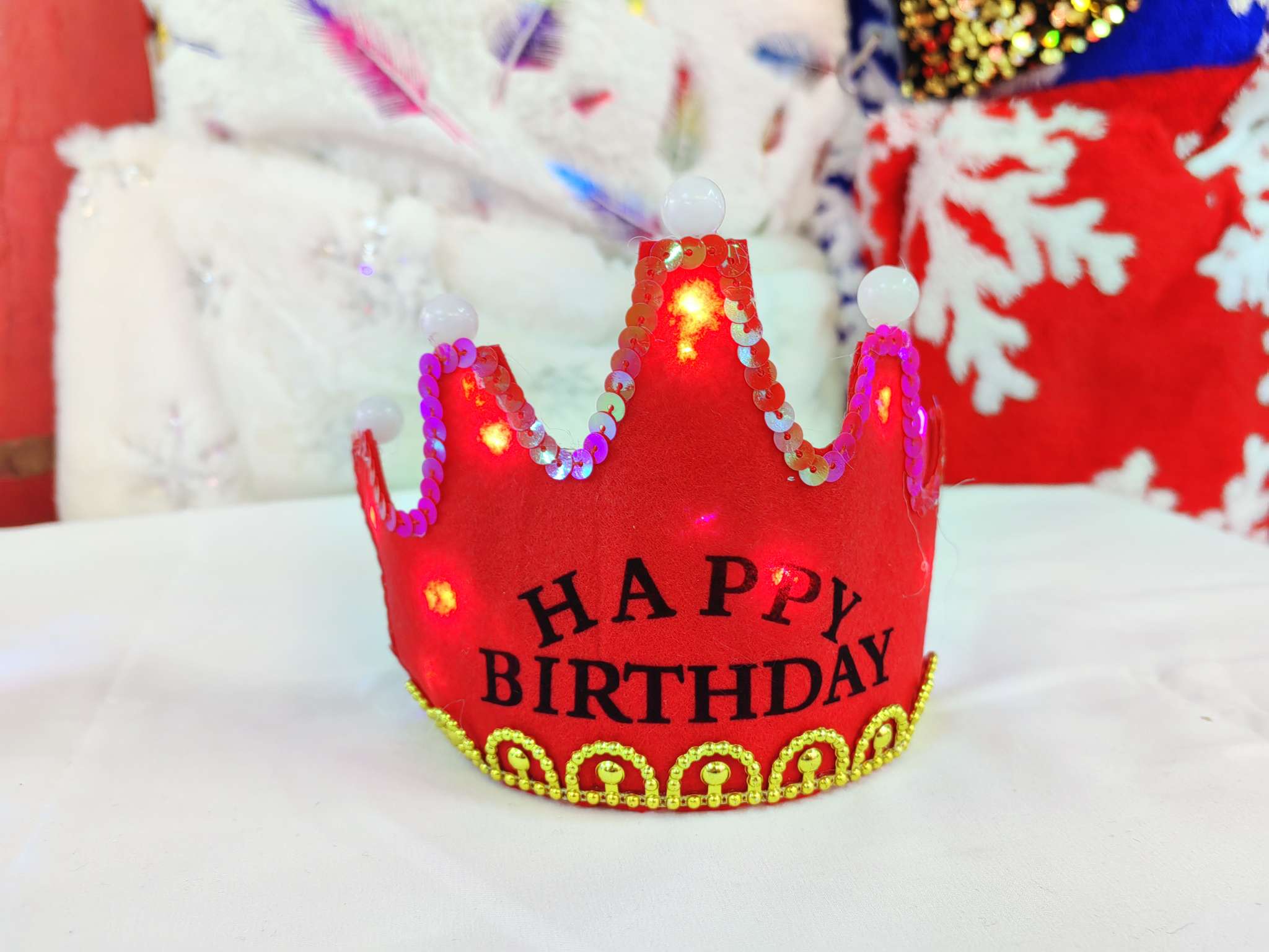 外贸 南美，秘鲁新年头扣，多色可选可爱 宝宝生日头扣批发 发光带灯头扣发圈详情图4