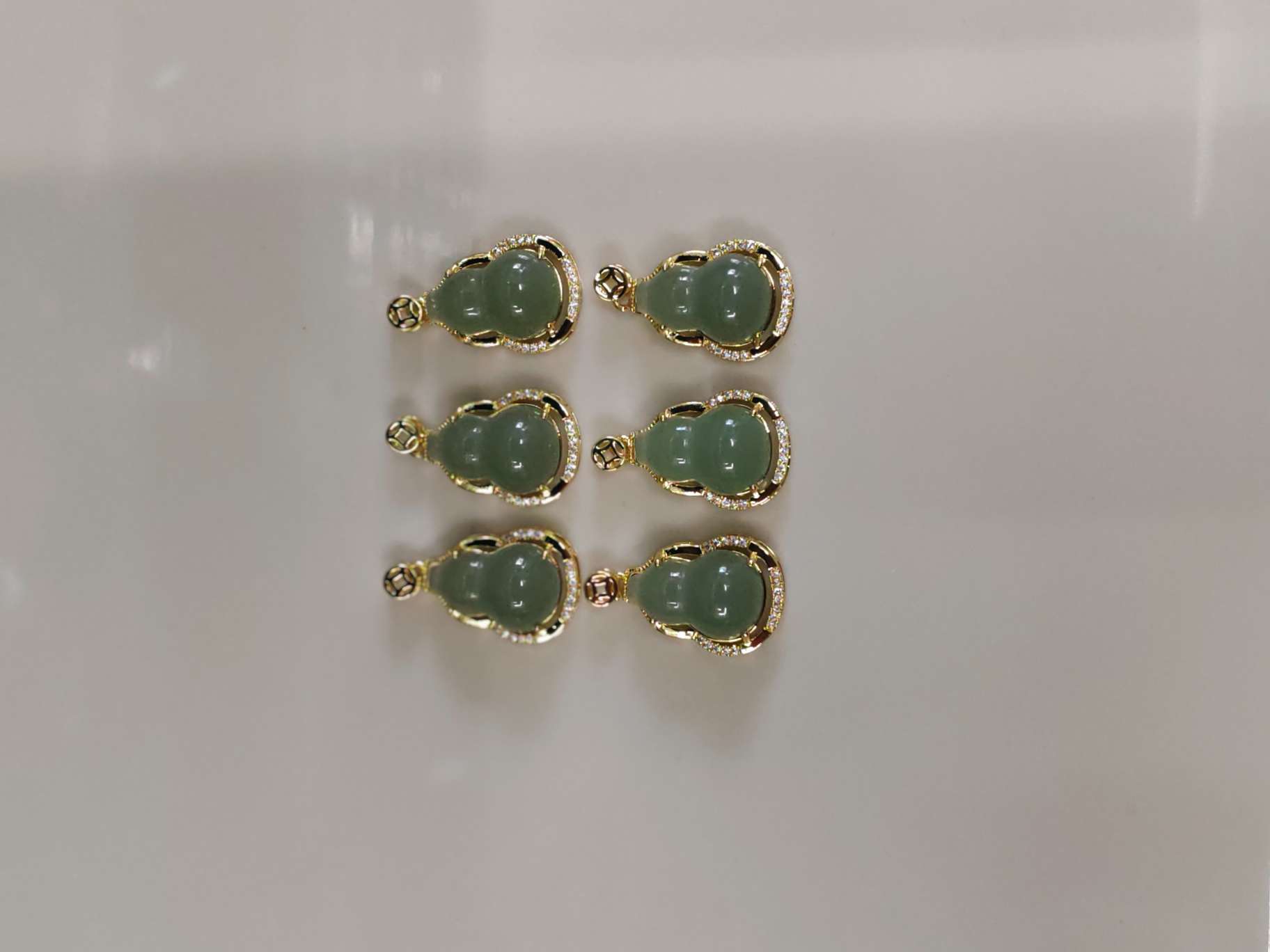 流行饰品仿玉石小葫芦吊坠水晶吊坠子铜帽