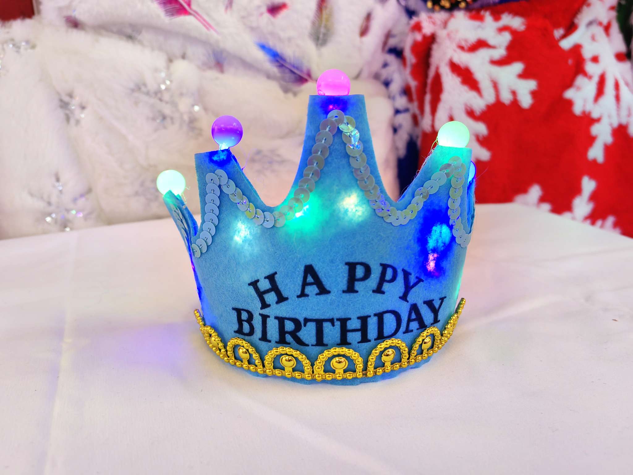 外贸 南美，秘鲁新年头扣，多色可选可爱 宝宝生日头扣批发 发光带灯头扣发圈详情图2