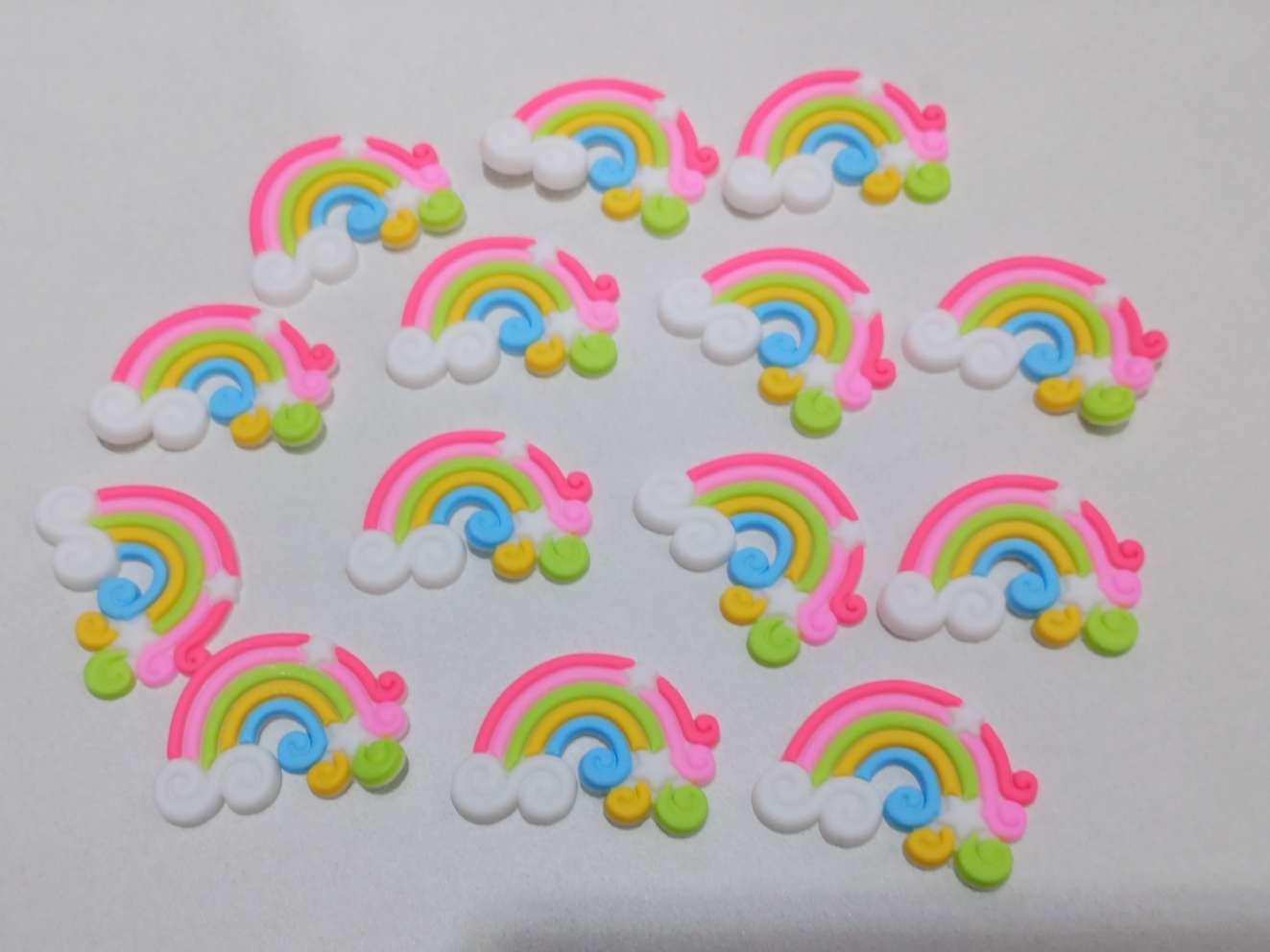 卡通彩虹手工发夹发饰DIY饰品手机壳美容PVC软胶贴片配件