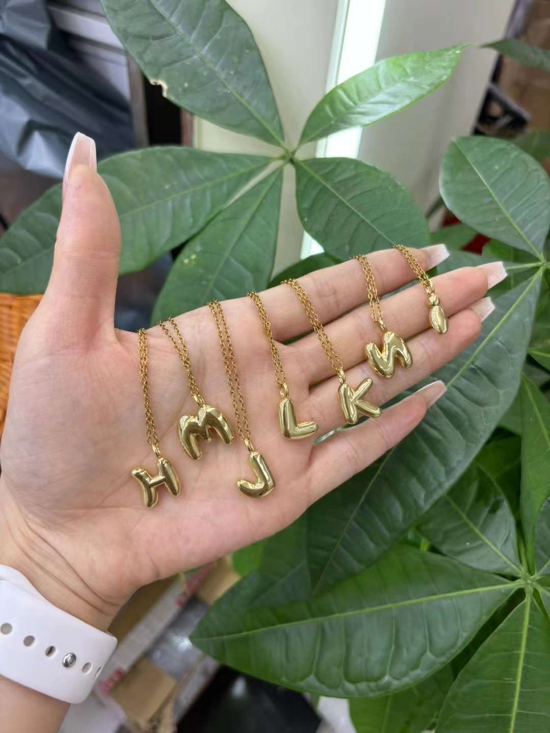 Bubble letters, pure copper, real gold, 18K detail image 3