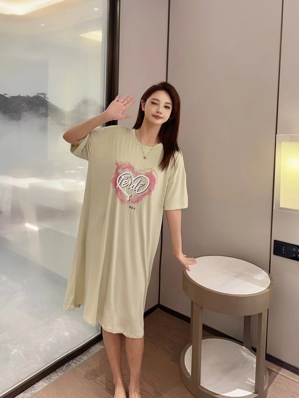 睡衣/睡衣夏季/睡衣女长袖韩版/带胸垫睡衣/夏月子服产品图