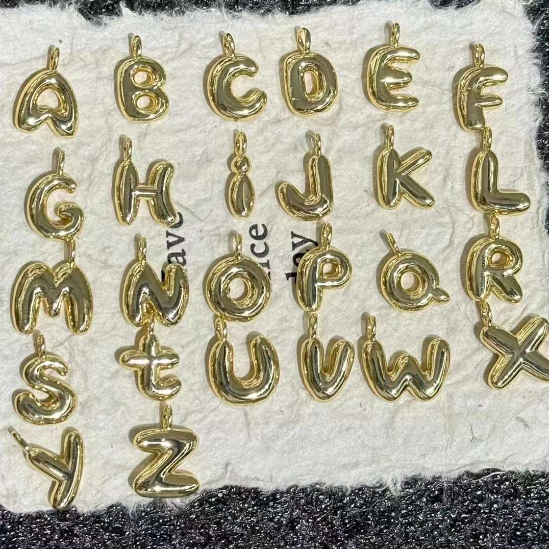 Bubble letters, pure copper, real gold, 18K detail image 5