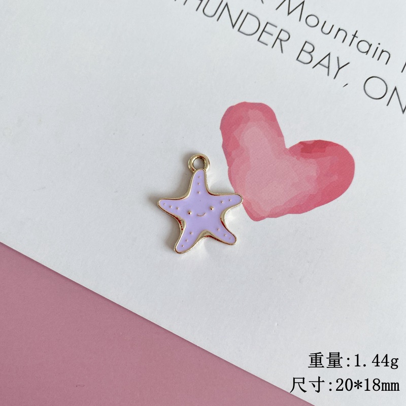 厂家直销 diy饰品滴油合金海洋系列紫色海星瓢虫配件项链钥匙扣