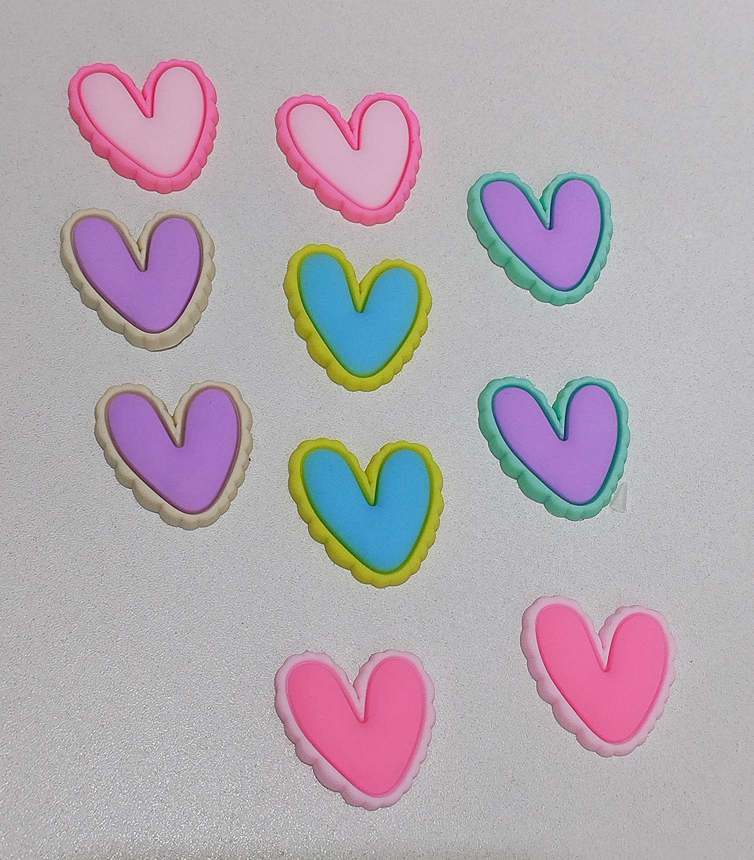 DIY jewelry semi-finished product accessories, cream glue crocs accessory accessories, PVC soft rubber material package, handmade diy jewelry making materials, colorful heart-shaped PVC soft rubber jewelry accessories